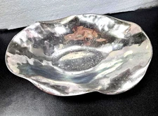 Beatriz Ball Oval Metal Bowl Abstract Organic Splatter Art Piece 12.5" w Gift