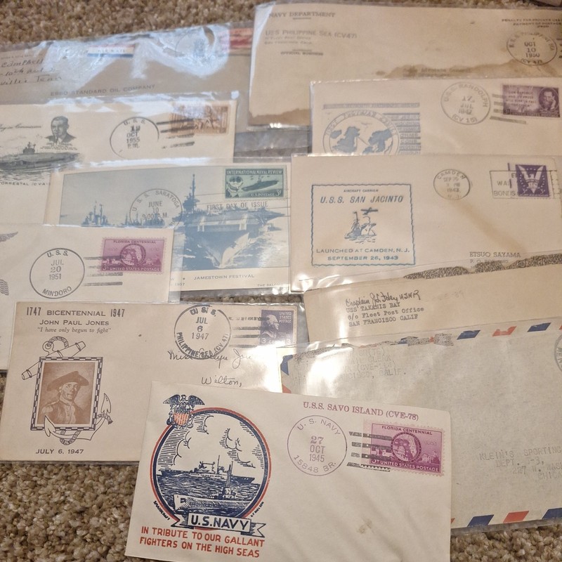 LOTOF 11 US NAVY AIRCRAFT  CARRIER SHIP CANCELATION COVERS FROM 1943-1957 