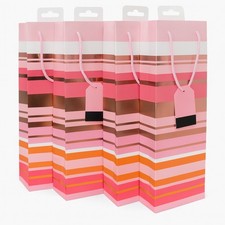 Rose Gold Wine Bottle Gift Bags x4 | Premium Kraft Paper Gift Bags 33x12cm