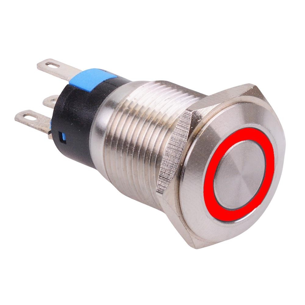 Red LED 16mm Latching Vandal Resistant Switch 3A SPDT
