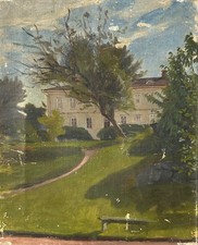 Quadro a Olio Impressionista Vecchio Casa Rustica Gutshaus Anonimo Um 1920