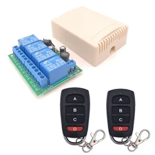 4CH Wireless Remote Control Switch DC 6-30V 10A, RF Relay for Garage Door, Motor