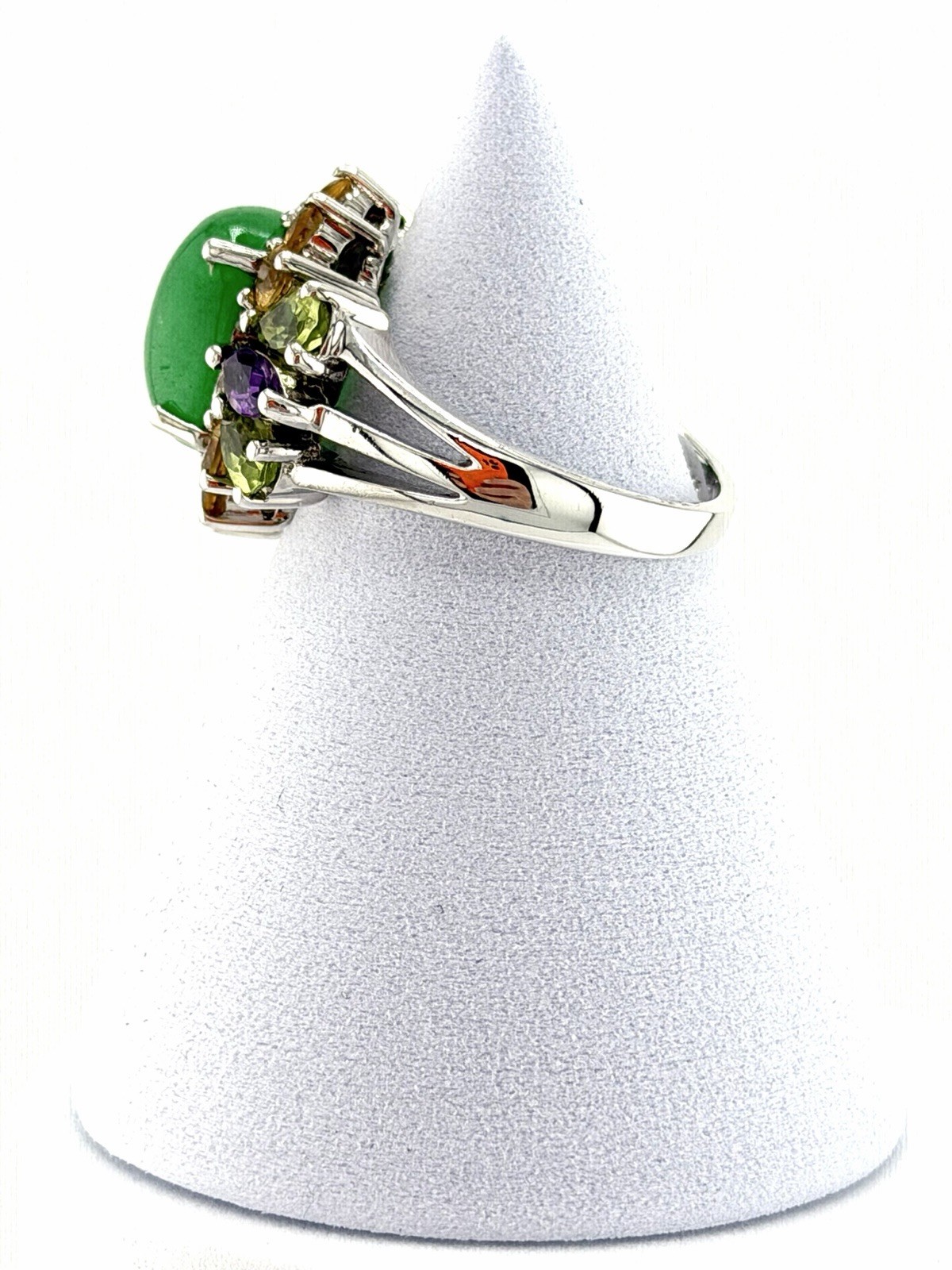 STERLING SILVER MULTI-GEMSTONE STATEMENT RING- GR… - image 2