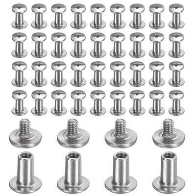 40set Phillips Chicago Screw M2x6mm Binding Post Screw, Silver
