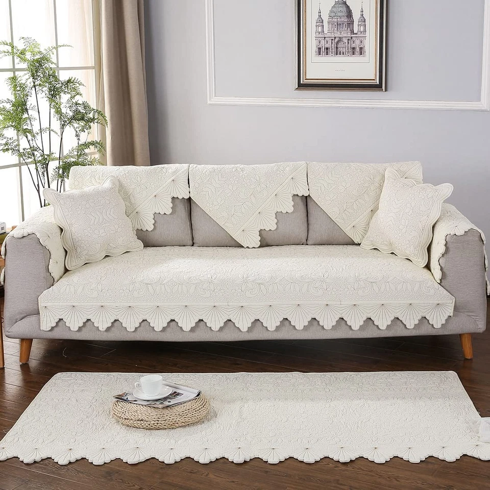 Хлопковая вышивка диван чехол лист и цветочный узор без губ стеганая Fu... - Изображение 3 из 4