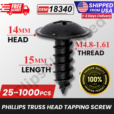 A 18340 M4.8-1.61 x 15mm Phillips Truss Head Tapping Screw Phosphate 25-1000PCS