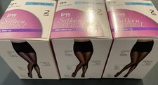 L'eggs Silken Mist NIB Lot of 6 Pairs Size Q+ - Black Mist - Control Top