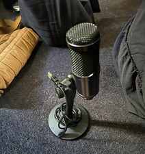 Black USB Desktop Condenser Microphone, Freestanding on Stand