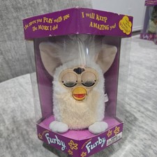 Vtg NOS Electronic Furby 1998 Original First Edition White Unopened brown eyes