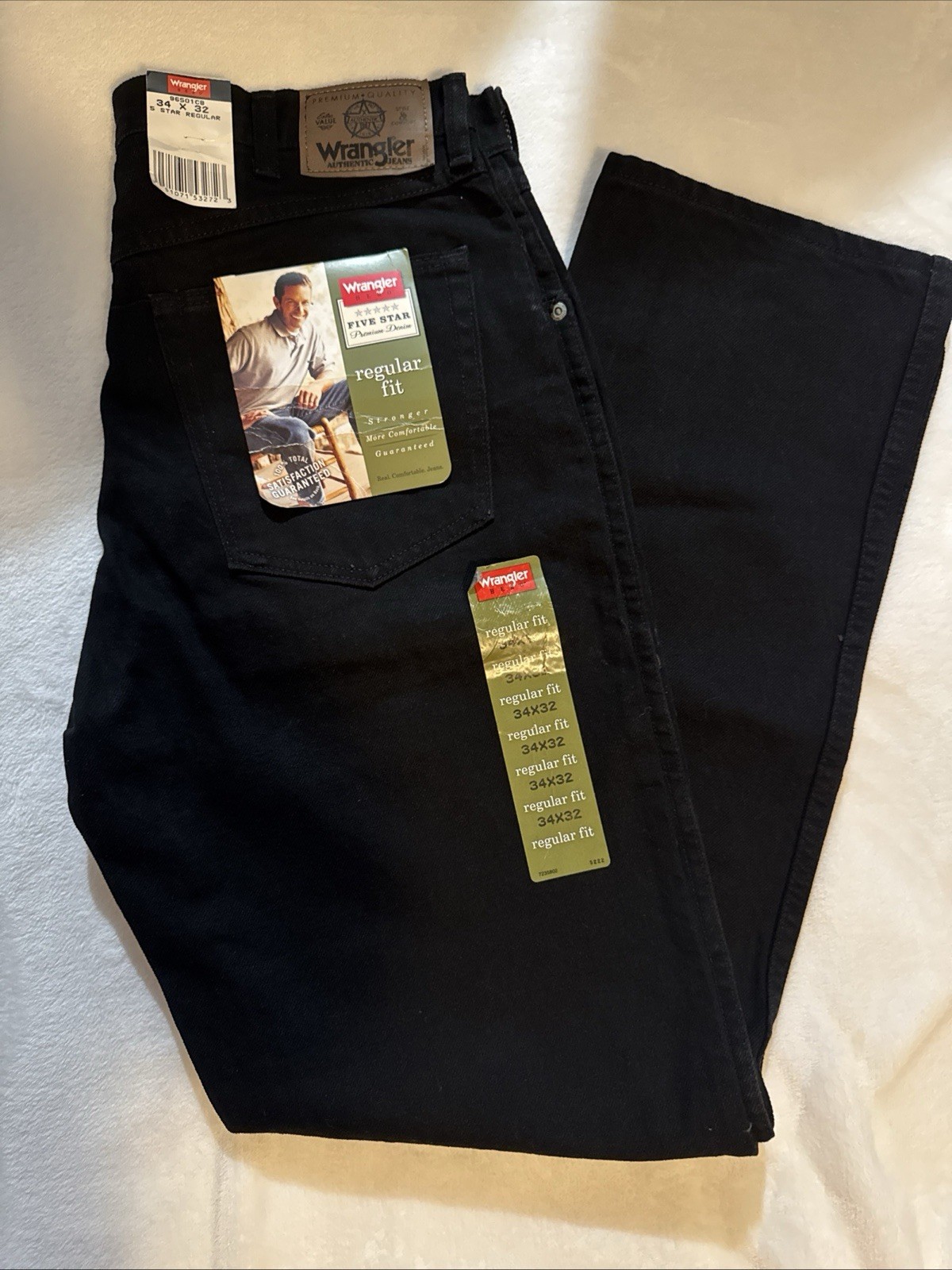 's Size 34x32 Black Denim Five Star Premium Regular Fit Nwt