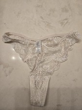 Vintage Victoria's Secret White Lace Thong 1997 Size Medium