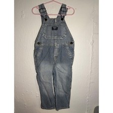 OshKosh Bgosh Kids 3T Hickory Stripe Denim Overalls Railroad Blue White Vestbak