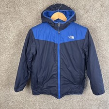 The North Face Polartec Reversible Jacket Blue Hooded Boys Size Large 14/16