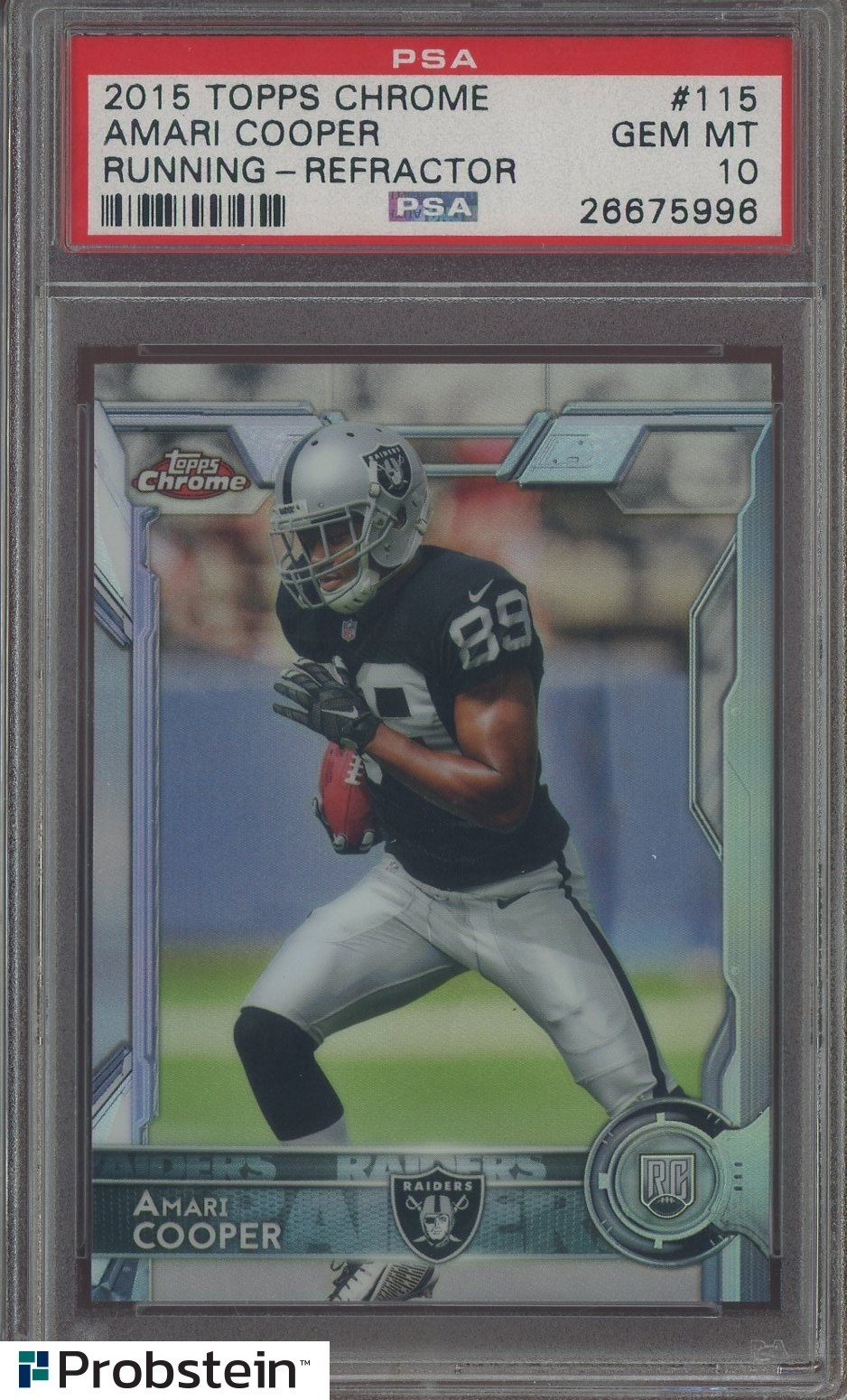 2015 Topps Chrome Refractor #115 Amari Cooper Running Raiders RC Rookie PSA 10