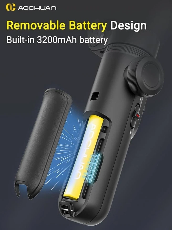 AOCHUAN Smart XPro 3-Axis Gimbal Stabilizer w/ LED Light for iPhone & Android - Image 4 of 4