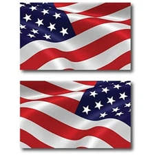 Waving American and Reversed Waving American Flag Magnet Decal, 3x5 In - 2 Pack