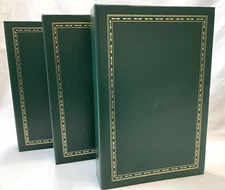 Set Of 3 Hunter Green Genuine Bonded Leather 3 Ring Photo Albums for 4X6 Photos