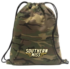 Southern Miss Camo Drawstring Backpack USM Golden Eagles Hoody Style Cinch Pack