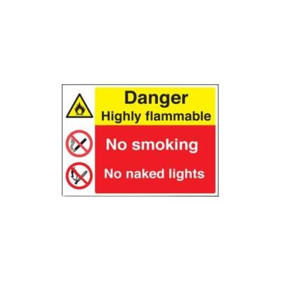 Cartello Sicurezza "Altamente Infiammabile" Vsafety – 400x300 Mm, Rigido, Con Simboli ISO, Incluso No Fiamme Libere - 4
