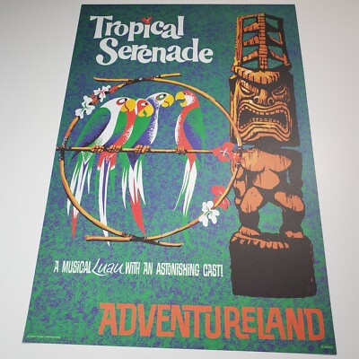 Tropical Serenade Poster Tiki Room Authentic Disney World Lithograph Print 12x18