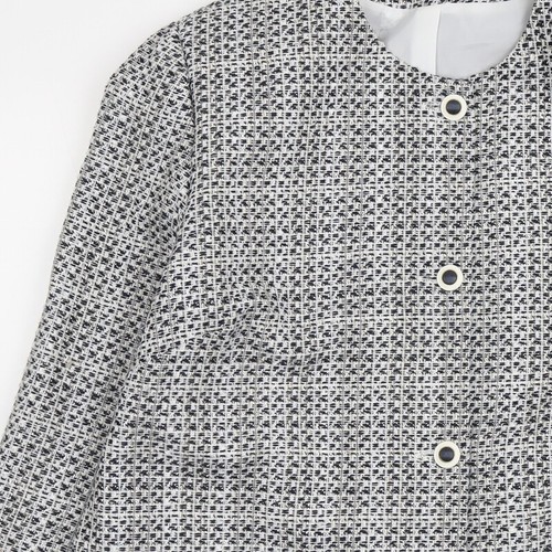 Daxon Womens Blue Geometric Jacket Size 18 Button - Picture 6 of 10