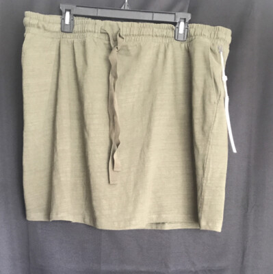 Calson Plus Size Womens Tie Waist Knit Skirt Olive Sarma 2X
