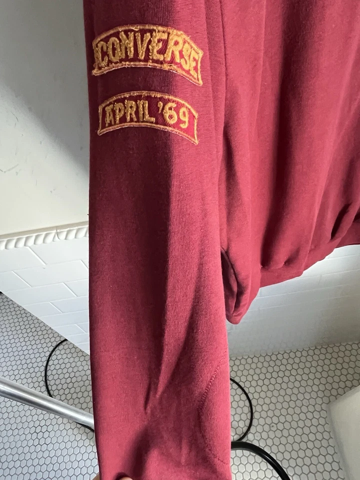 Converse ×John Varvatos Wool Blend Retro Inspired Red Full-Zip Track Jacket SZ M - Image 4 of 4