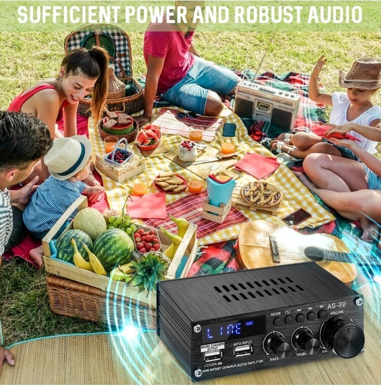 Mini Amplifier, Stereo Receivers for Home Stereo System, 2 Channel Stereo