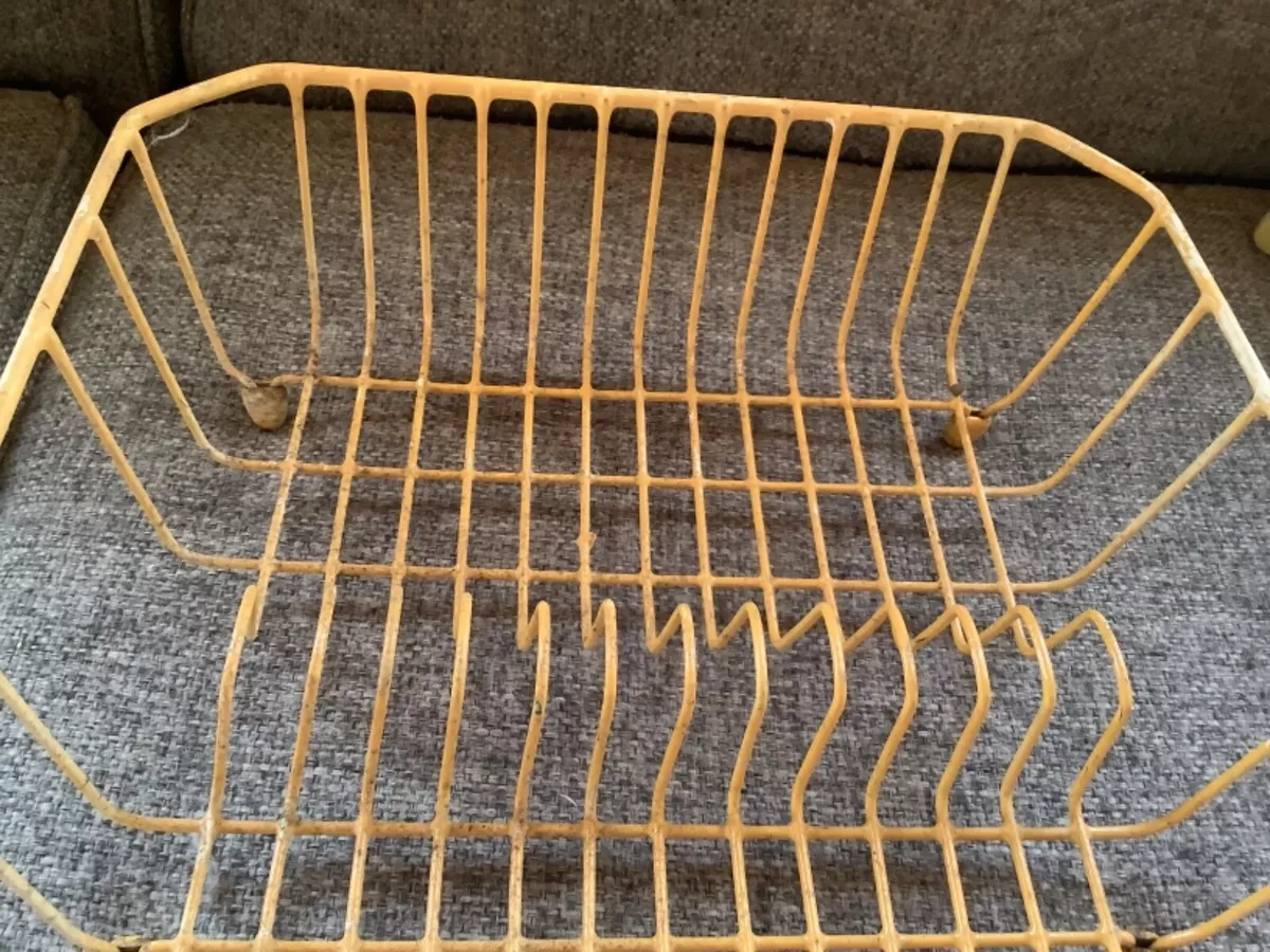 Vtg Mid Century Dish Strainer drainer Drying Rack Rubber Coated