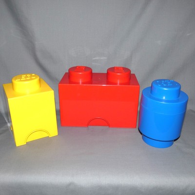 Set of 3 Room Copenhagen Lego Storage Boxes Red Yellow Blue