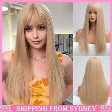 AU 24inch Cosplay wig with bangs Fashion Blonde Full Head Heat resistant hair