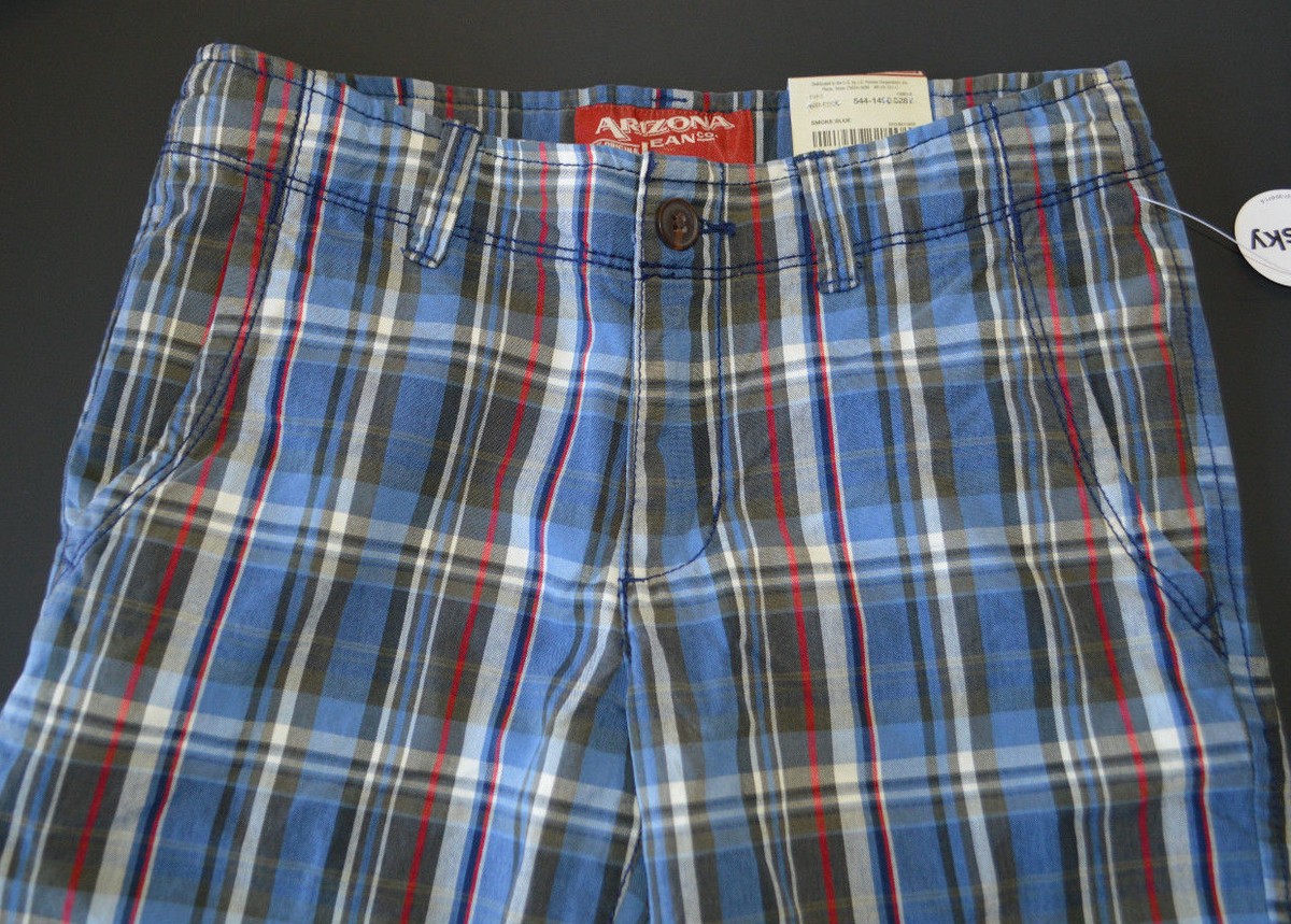 Boy's Arizona Blue & Gray Chino Shorts Adjustable Waist Regular