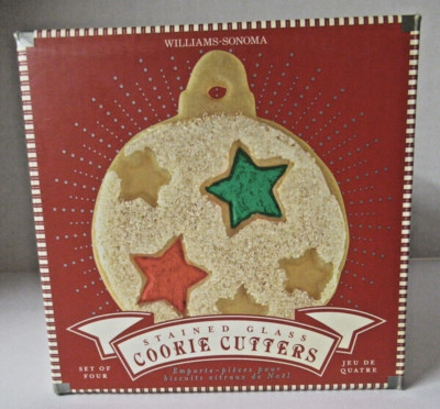 Set Of 4 New in Box Willams-Sonoma Stained Glass Christmas Cookie Cutters