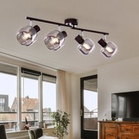 Deckenleuchte Deckenlampe Esszimmerlampe Rauch Bronze Glas 4 Flammig Verstellbar