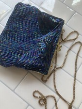 SALE! 10.00 OFF! Dark Blue Beaded Magid Brand Purse Evening Dress Style