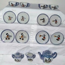 X DISNEY1930's17PIECE PAINTED"MICKEY MOUSE CHINA TEA SET"SPLIT MATCHING GRAPHICS