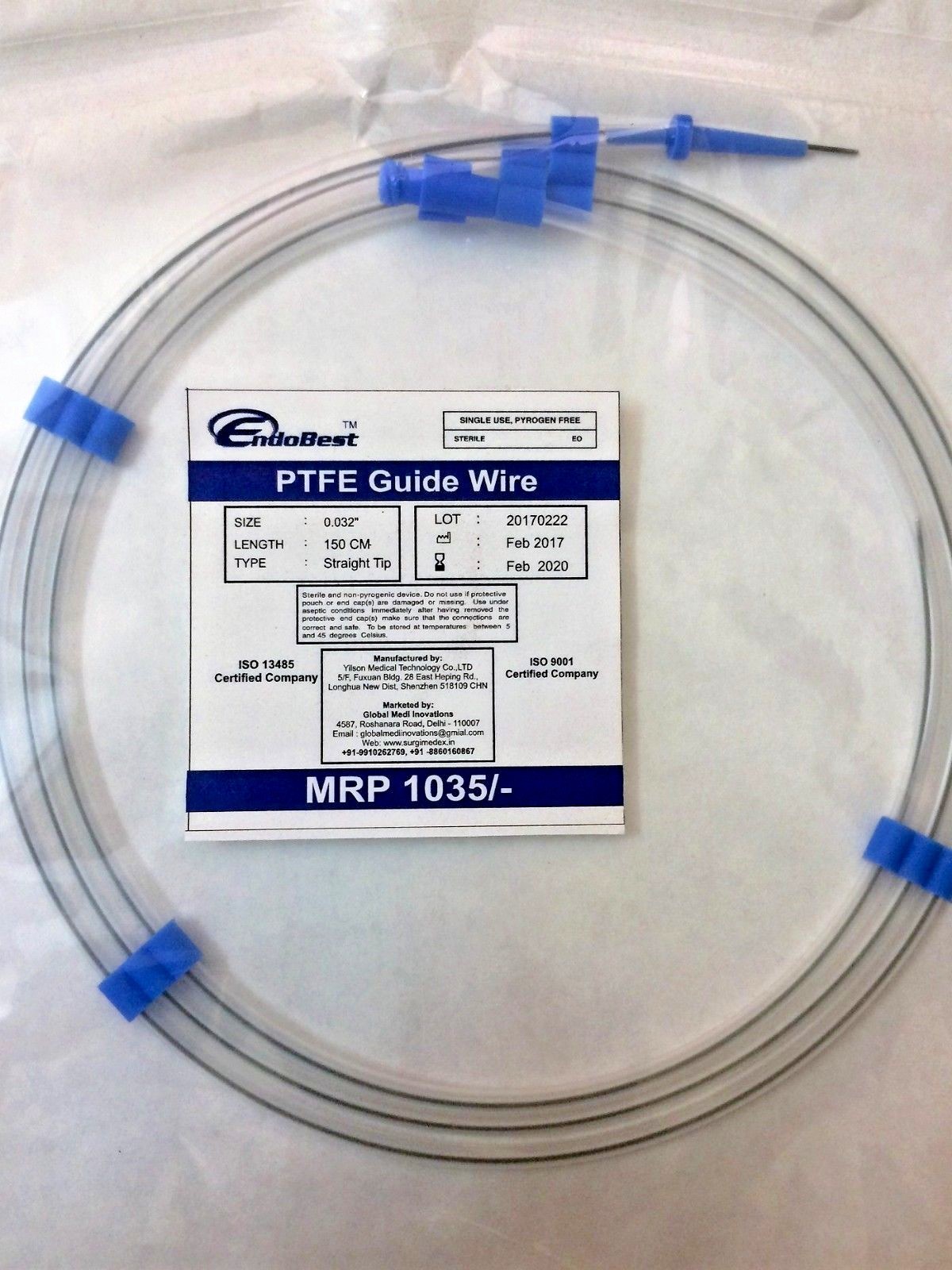 PTFE Guidewires 150Cm (Choose Size 0.018, to 0.038) Lot of 5 and 10 New