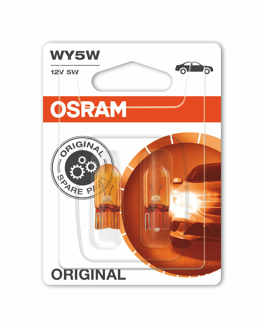 WY5W Amber 12V 5W (501A) - W2.1x9.5d - 2827NA-2BL OSRAM Standard Bulb