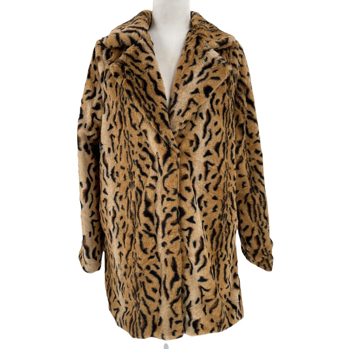 Love Token Faux Fur Tiger Print Coat Magnetic Closure Women