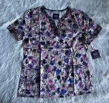 Koi Stretch Scrub Top Women  s Medium Elena Watercolor Floral Nursing Medical
