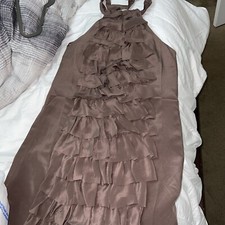 BHLDN Va et Vien Brown Silk dress halter cocktail dress Womans size 6