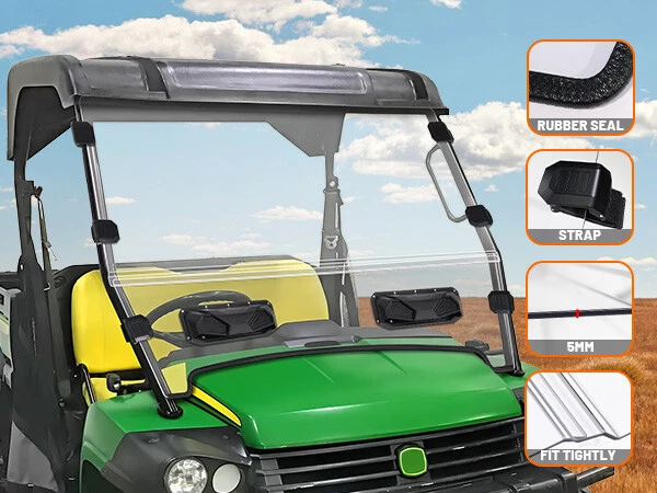 Vented Front Windshield Scratch Proof for John Deere Gator HPX 620i 625i 825i Foto 2 de 4
