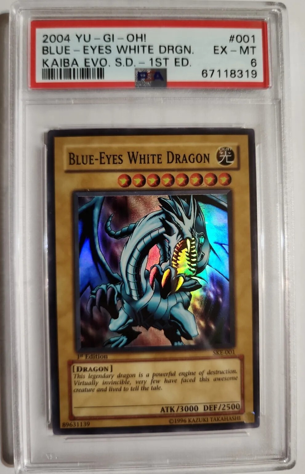PSA 6 EXMT 1st Edition BlueEyes White Dragon Holo 2004 Yugioh SKE001
