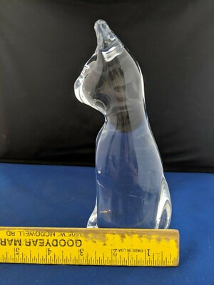Vintage Daum France Signed Crystal glass Cat Figurine approx 7