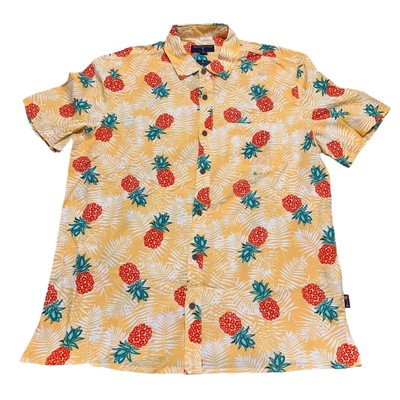Margaritaville NWT Jimmy Buffett Mens Size M Yellow Gold Pineapple Button Shirt