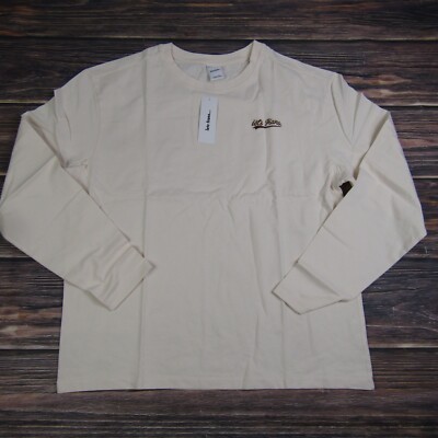 Iets Frans NEW Urban Outfitters UO Mens Medium Ivory Long Sleeve Tee T Shirt