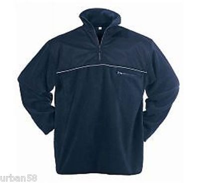 Fleece Pullover Troyer Arbeit Beruf Freizeit marine blau L XL