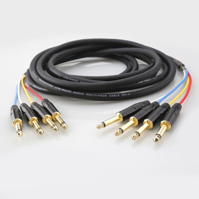 4 Channel Balanced Studio Snake HIFI Audio Cable 6.35mm 1/4'' TRS Male Connector