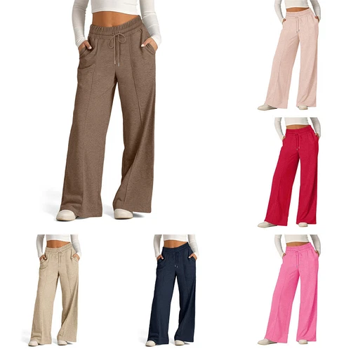 Damen Sporthose Lange Hose Jogginghose Weites Bein Hose Freizeithose - Bild 4 von 34