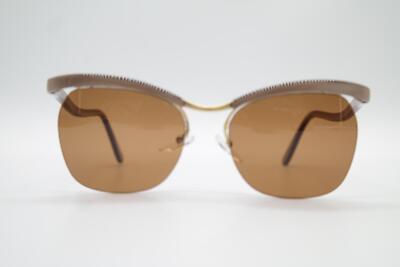 Vintage ESSEL ARC 08/76 Gold Double Brown Gold Half-Rim Sunglasses